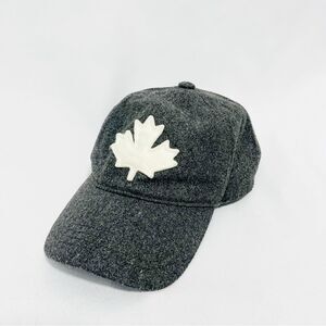 ROOTS CANADA Kids Maple Leaf Applique Grey Wool Baseball Cap Hat 52 cm
